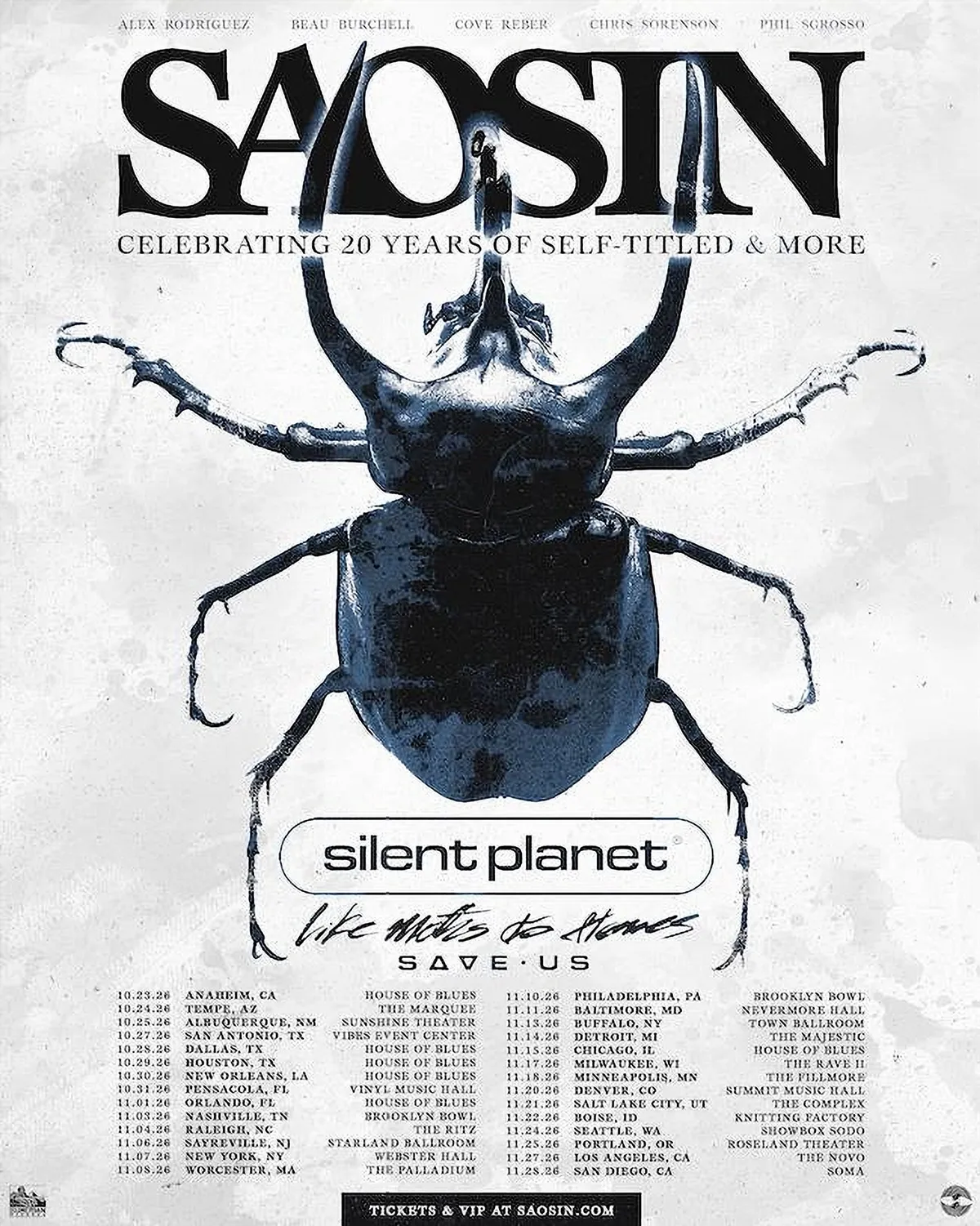 Saosin 2026 concert poster